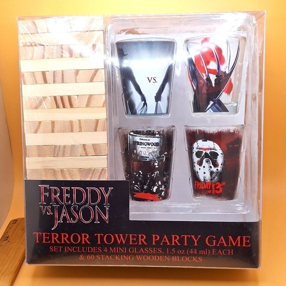 Freddy vs. JASON Terror tower party set shot glass drinking game Halloween